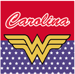 Stickers cuad. Mujer Maravilla escudo 16u Pers
